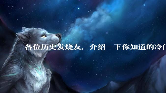 各位历史发烧友，介绍一下你知道的冷门史实或逆天史实？
